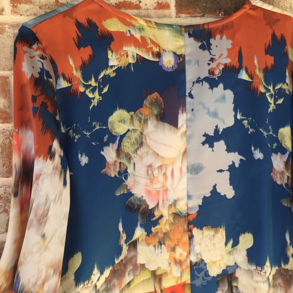 Bryn Walker Floral Watercolor Pattern Tunic Dress - Picture 4 of 7
